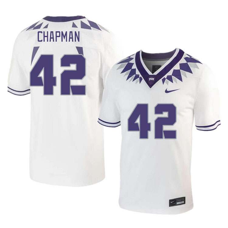 Men #42 Zachary Chapman TCU Horned Frogs 2023 College Footbal Jerseys Stitched-White - Click Image to Close